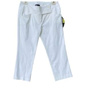 NWT New Takara Juniors Size 9 White Flat Front Rayon Blend Capri Cropped Pants